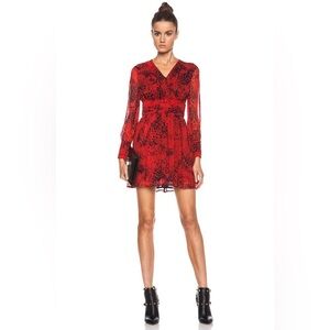 Pierre Balmain Mulberry Silk Dress Red and Black Animal Print Size EU 42 GUC